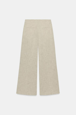 ZARA БРЮКИ ПРЯМОГО КРОЯ С ДЕКОРАТИВНОЙ СТРОЧКОЙ — ZW COLLECTION, БЕЖЕВЫЙ