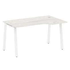 Metal System Стол криволинейный правый на А-образном м/к БА.СА-2 (R) Дуб Наварра/Металл Белый 1400*9
