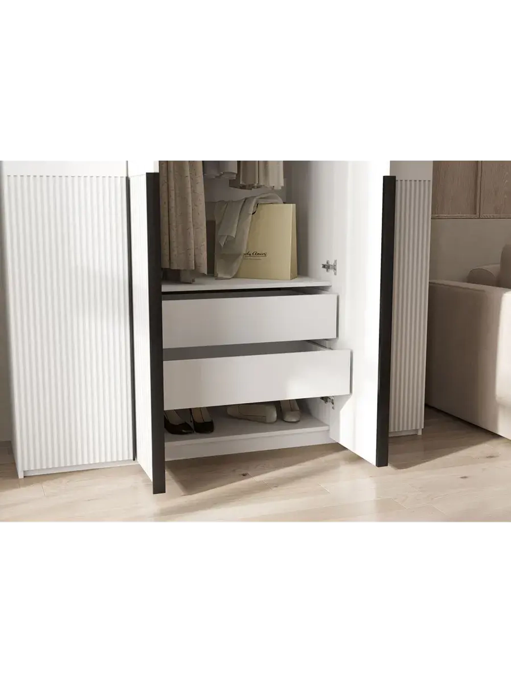 Шкаф для одежды 4 створки Браш Вайт 160х51х240