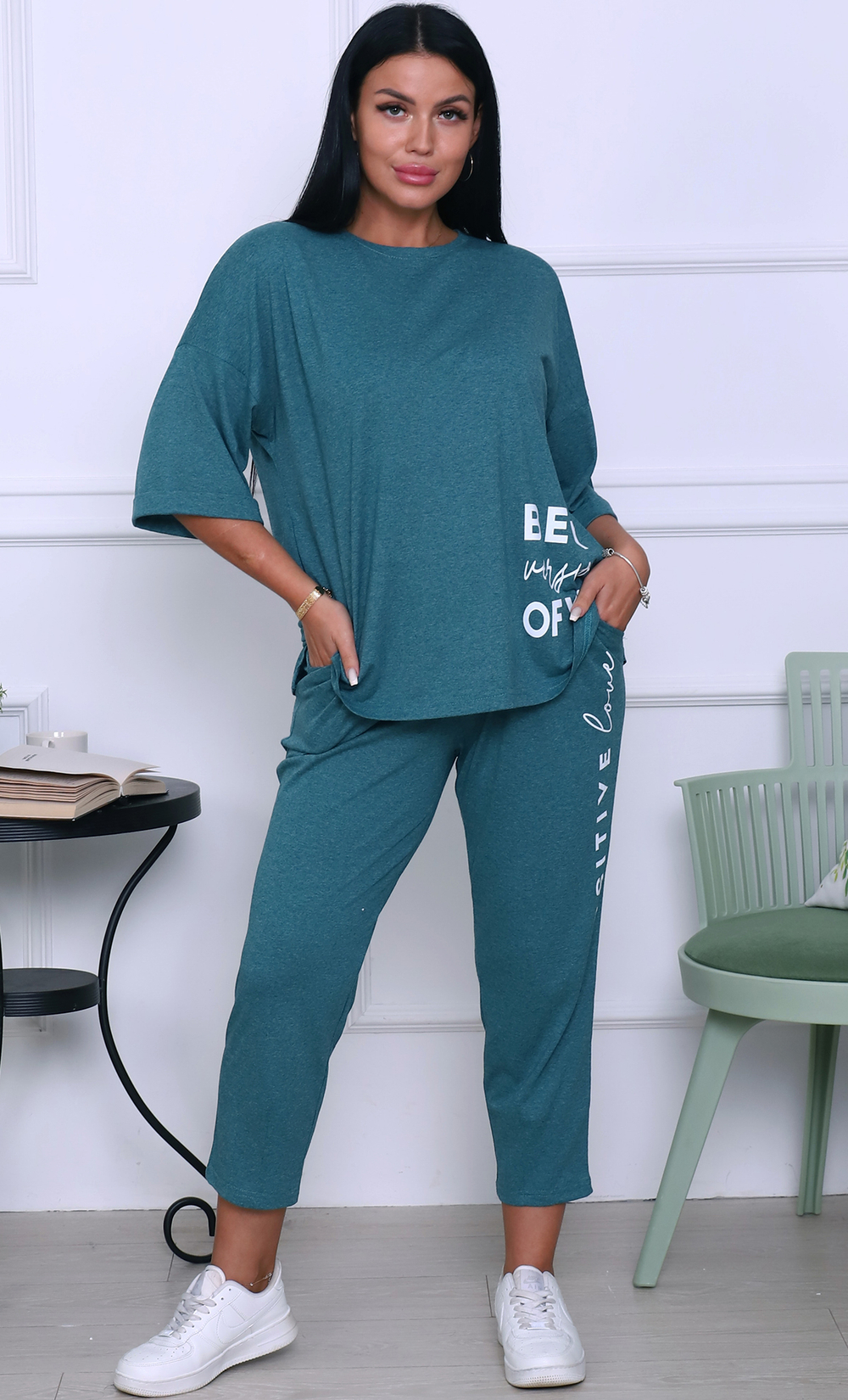 [m]К/Ж бриджи+футболка д/р(норма) М523