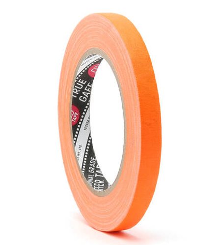 Профессиональный тейп 120mesh @trueGAFF 12мм/25м - Ярко Оранжевый (Светится в ультрафиолете) на тканевой основе для киносъемок и сцен тип Gaffer Pro tape