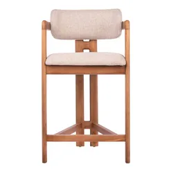 Полубарный стул Oberon 71 см, бежевая рогожка, ножки орех