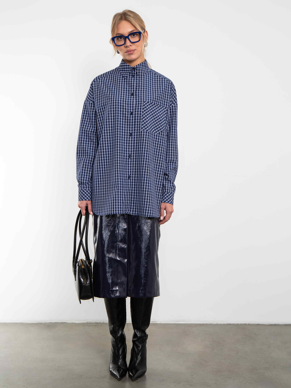 Рубашка Модная клеточка синего цвета