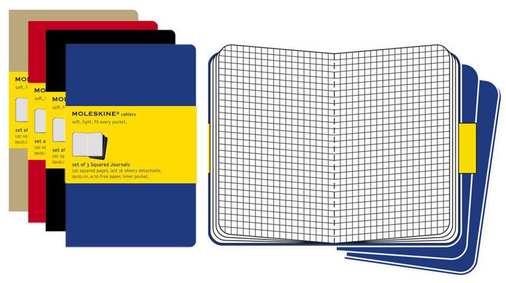 Блокнот Moleskine Cahier XLarge 190х250мм обложка картон 120стр клетка бежевый 3шт (QP422)