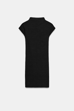 ZARA КОРОТКОЕ ПЛАТЬЕ С ВОРОТНИКОМ-СТОЙКОЙ, ЧЕРНЫЙ