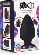 Черная мягкая анальная пробка Squeezable Medium Anal Plug - 11 см.