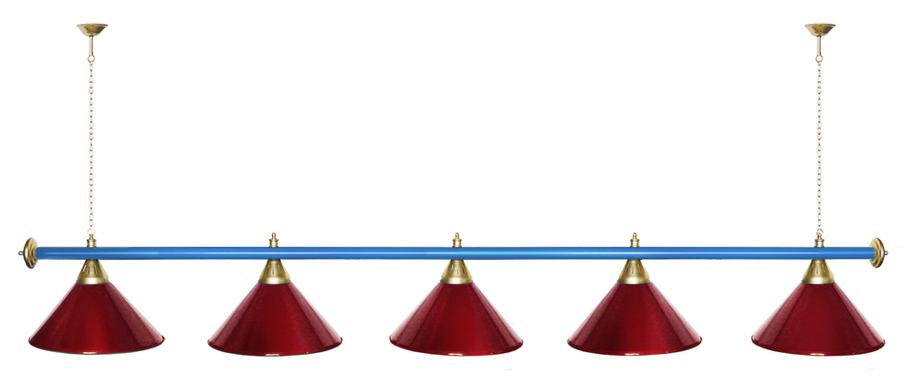 Лампа STARTBILLIARDS 5 пл. (плафоны зеленые,штанга золотая,фурнитура золото)