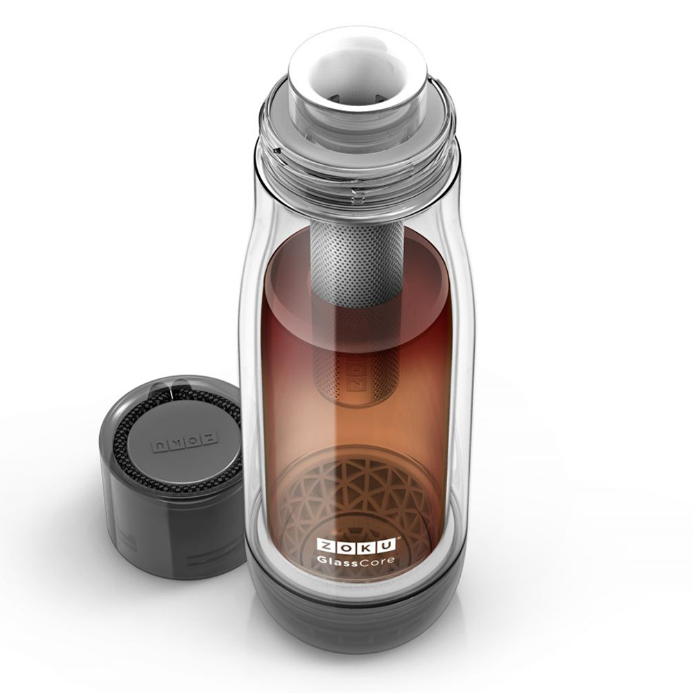 Бутылка zoku с ёмкостью для заваривания 475 мл чёрная