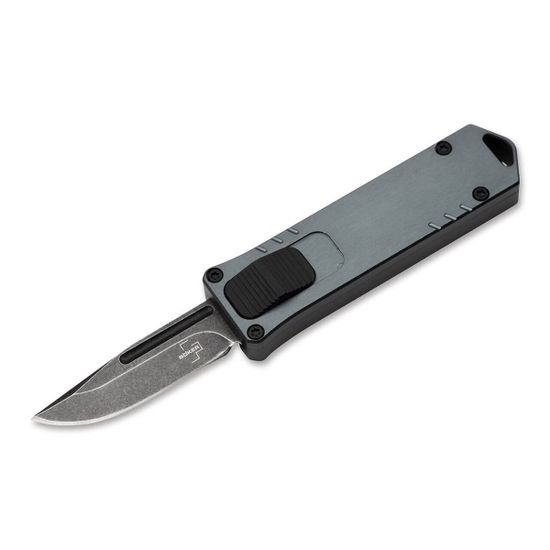 Boker BK06EX276 USB OTF Gray&Green - нож автомат., рук-ть серый алюм., клинок D2
