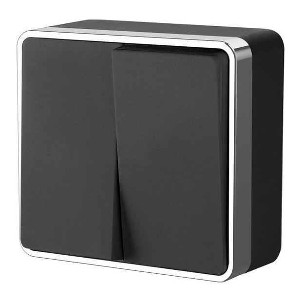 W5020035/ Электроустановочные изделия - Выключатель двухклавишный Gallant (черный/хром)