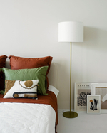 Торшер напольный золотой с белым абажуром в стиле лофт, светильник напольный классический, Чистая линия-II, E27, 60 Вт