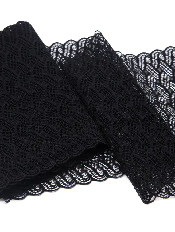 1352 Кружево эластичное 18,5 см, Италия, черный 170