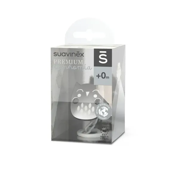 Клипса с цепочкой Suavinex Owl для крепления соски-пустышки к одежде Бежевая