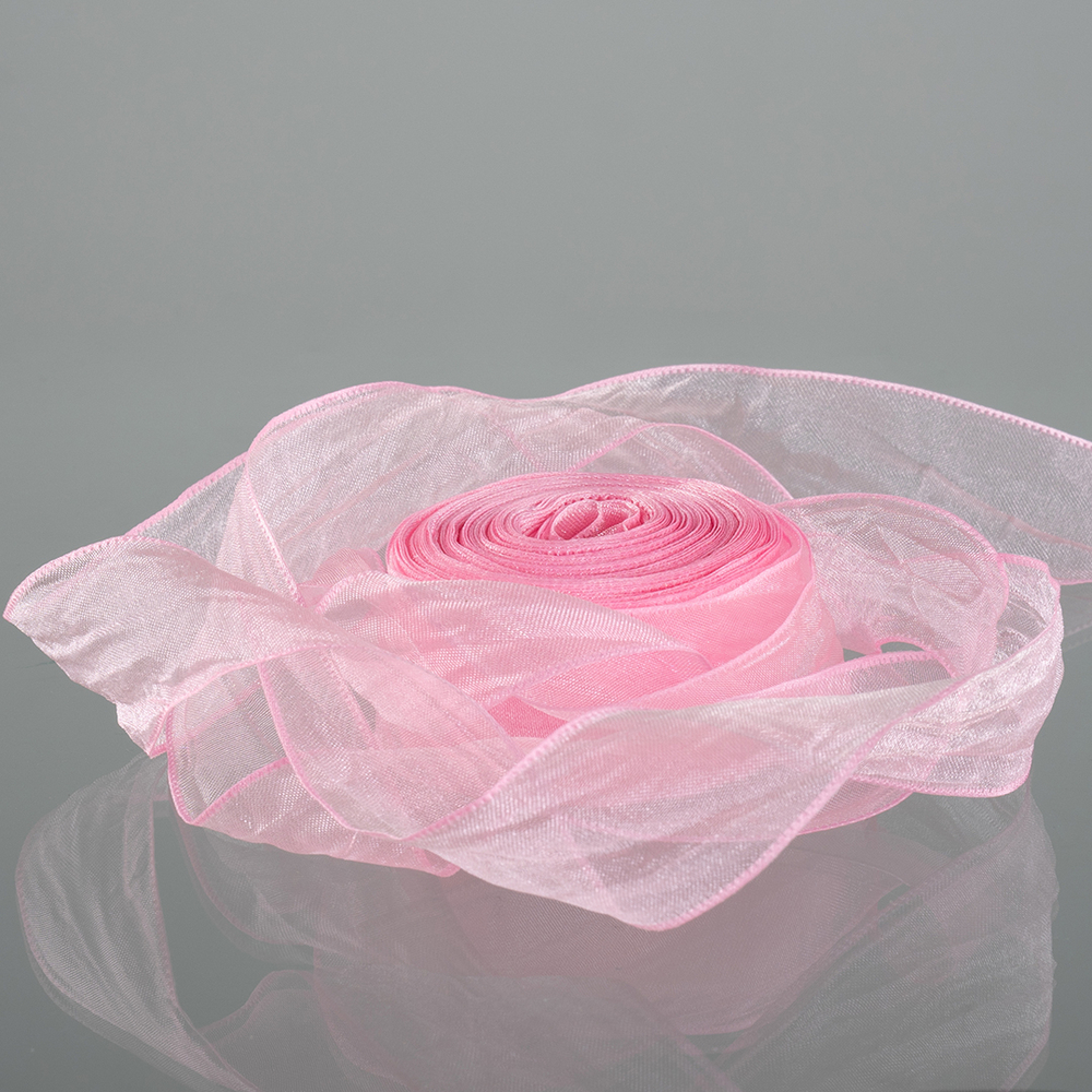 Лента органза (2,5 см*9,14 м) Нежная грация, Розовый, 1 шт., 6233987