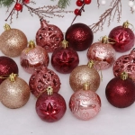 Набор шаров «Сказочная симфония» 6 см (24 предмета), рубин/роз.золото/шампань