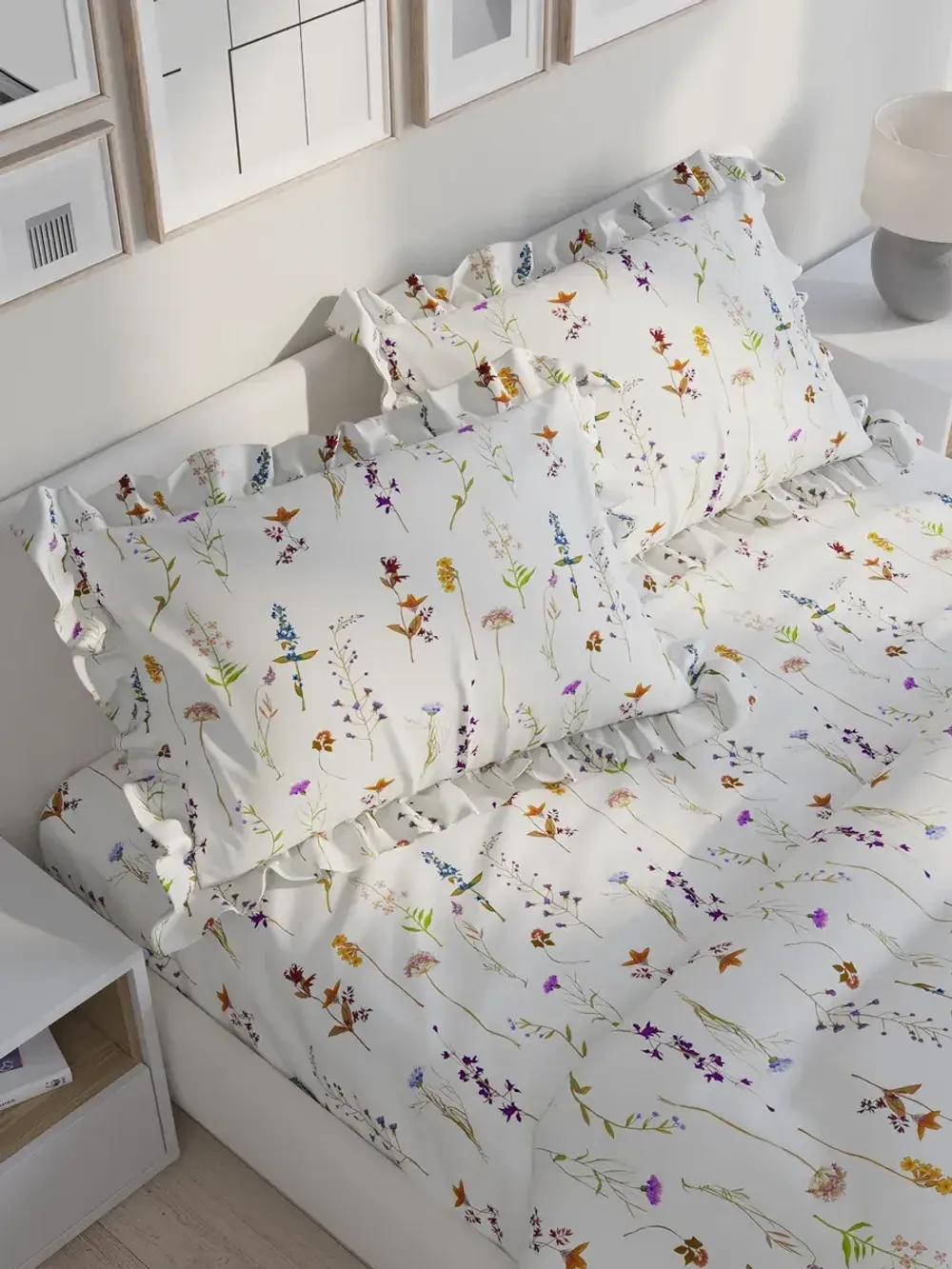 Декоративная наволочка с рюшами, оборками "Маргарита" 40х60 см, 1 шт, без молнии