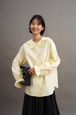 Рубашка с воротником "ромашка", сливочное масло