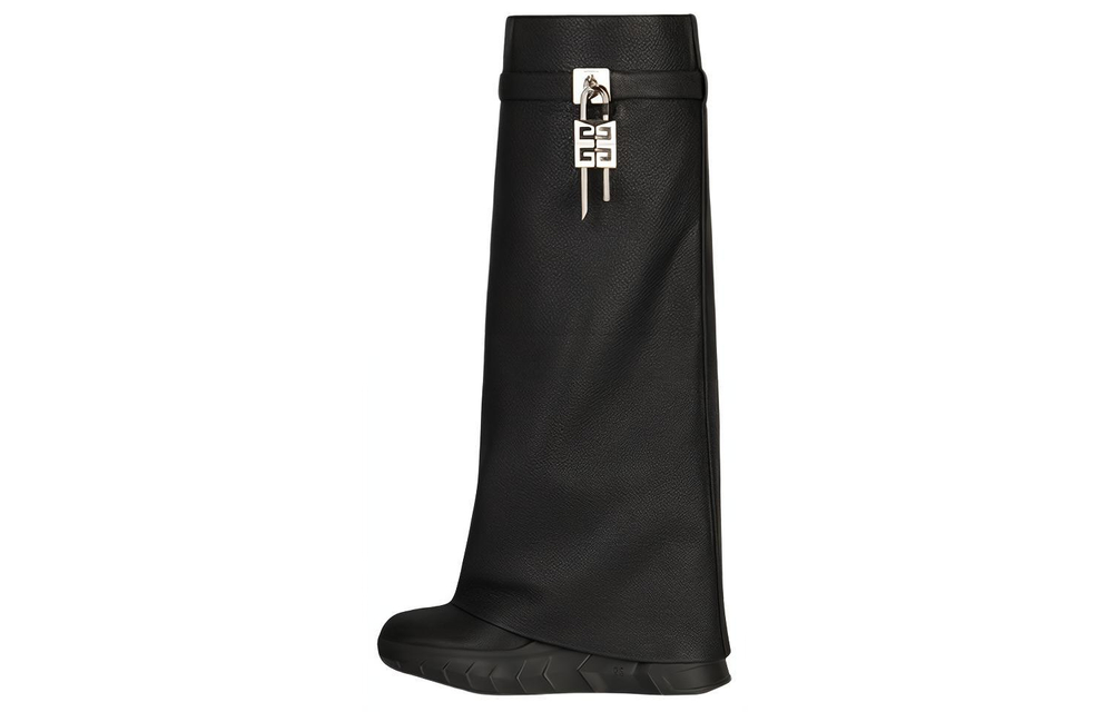 Givenchy Shark Lock Leather Knee high Boots Women"s Black