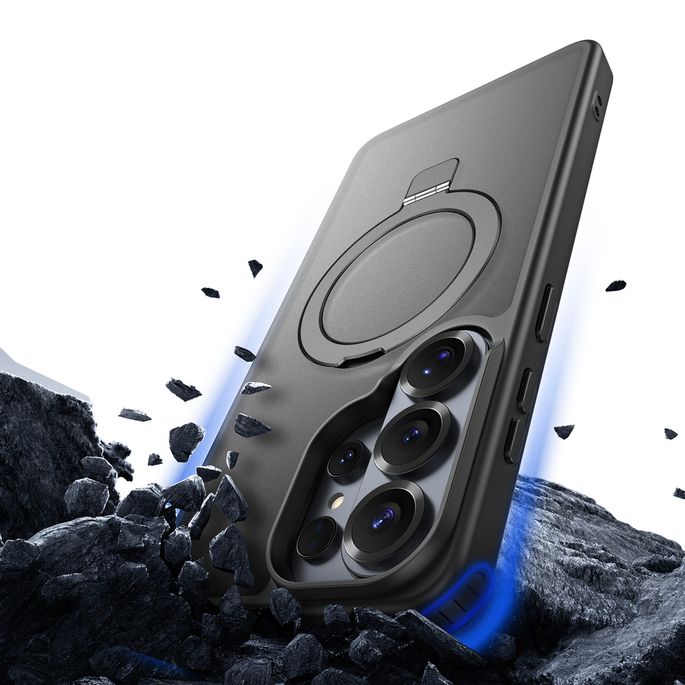 Чехол черный с MagSafe для Samsung Galaxy S26 Ultra, серия Yind Series Case от Dux Ducis (версия с магнитной откидной подставкой)