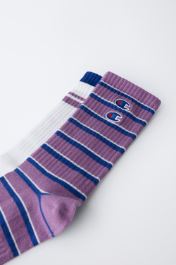 ZARA Х CHAMPION ® ВЫСОКИЕ НОСКИ В ПОЛОСКУ, ЦВЕТ МАЛЬВЫ