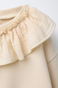 ZARA ТОЛСТОВКА С КРУГЛЫМ ВОРОТНИКОМ, ЭКРЮ