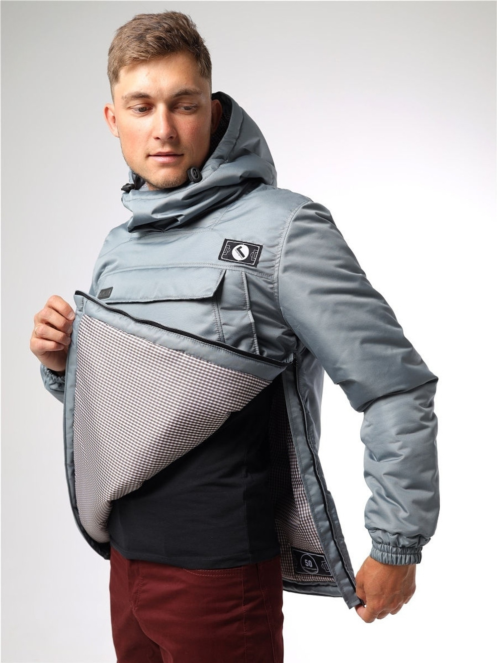 Анорак зимний мужской Город Горький светло-серый