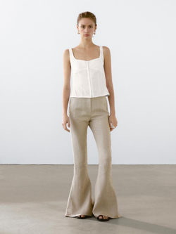 Massimo Dutti Топ-корсет из смесового хлопка, белый