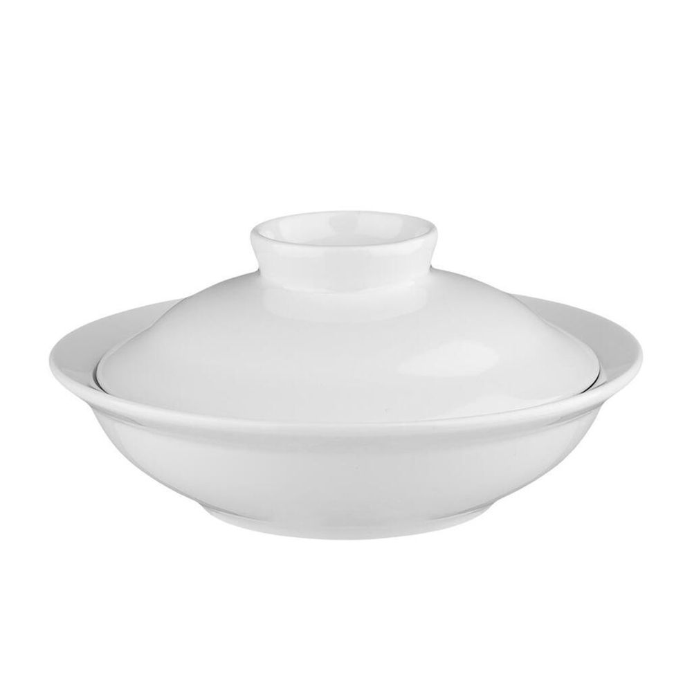 Бульонница мисосупница 175 мл d 14,5 см h7 см с крышкой белая фарфор "Kunst Werk Bl" P.L. [6]