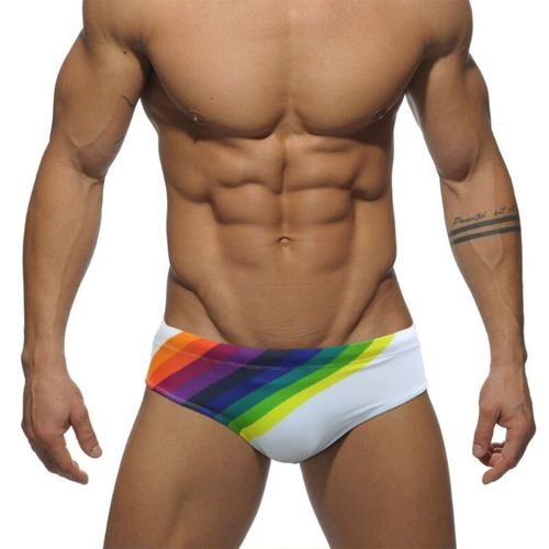 Мужские плавки белые с разноцветными полосками Romeo Rossi 6613-1