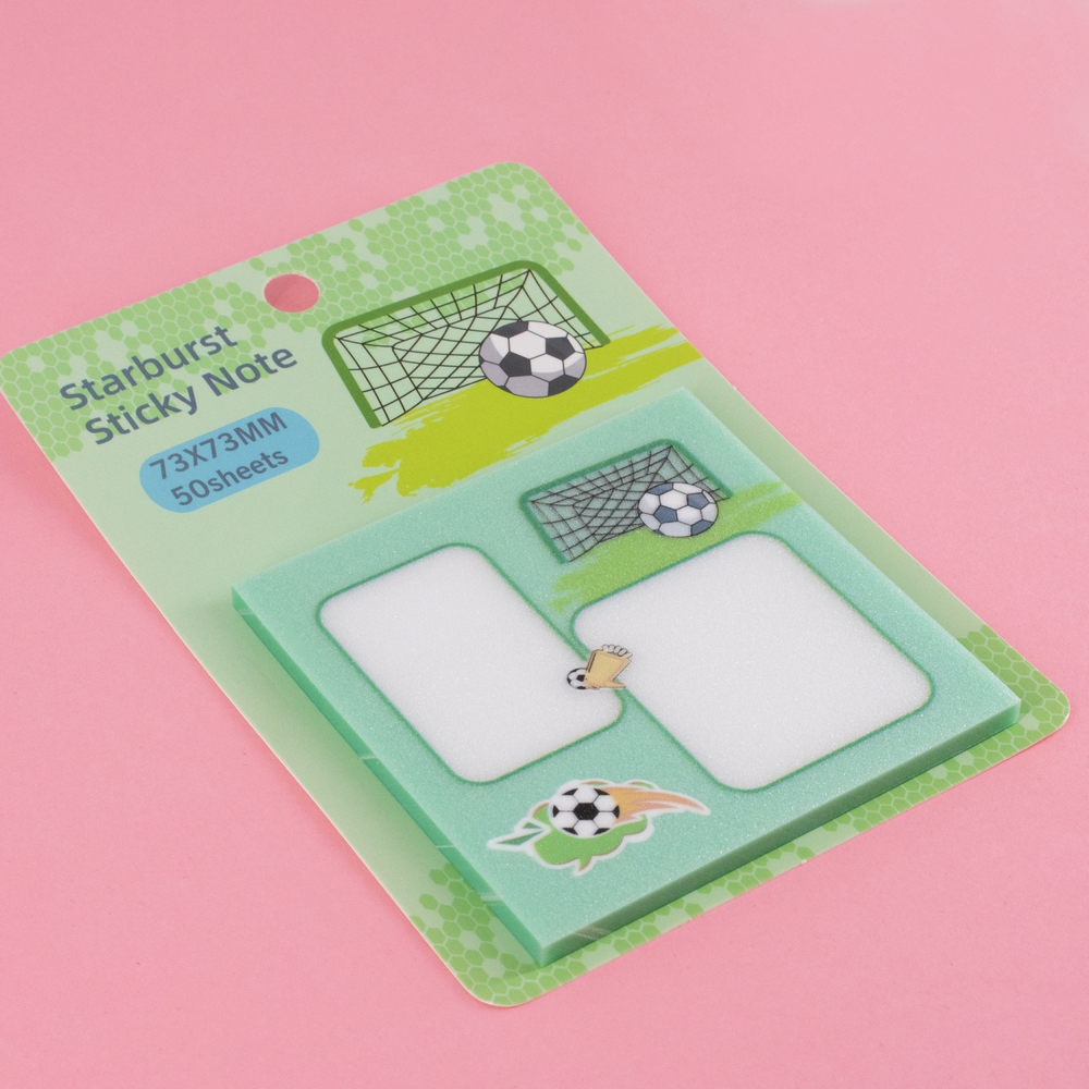 Прозрачные стикеры для заметок с клеевым краем, Alingar, 73 х 73 мм, 50 л., покрытие starlight touch, "Goalkeeper", зеленый, водонепрониц., европодвес