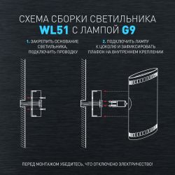 Светильник настенный ЭРА WL51 BK G9 40Вт IP20 черный