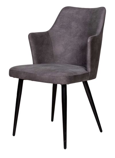 Стул с подлокотниками HUNT,360гр., иск. замша Apache 10 Grey, опоры черные, конус