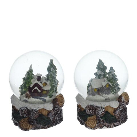 GAEM Фигурка декор в стекл шаре "Домик" (подсвет, LR44x2 н/п), D 6 см, L7 W7,5 H8 см, 2в.