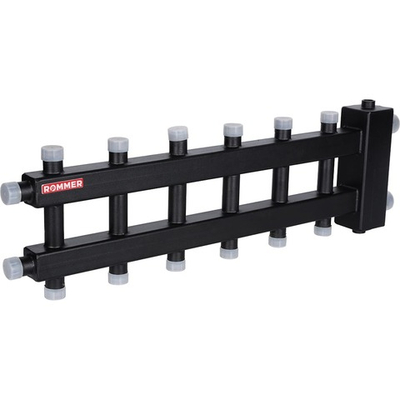 Коллектор с гидравлической стрелкой ROMMER - 1"1/4 НР на 3+3+1 контур 1" НР (до 60 кВт)