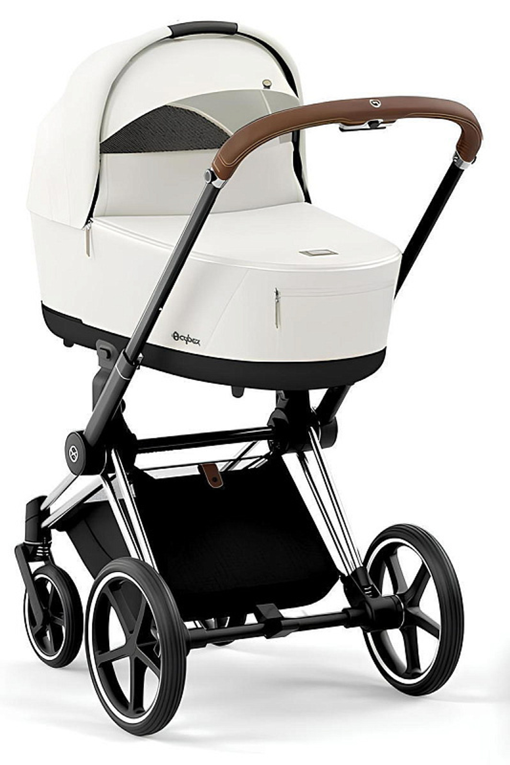 Коляска 3 в 1 Cybex Priam IV Chrome Brown complete и автокресло Aton B2 i-Size Volcano Black Off White