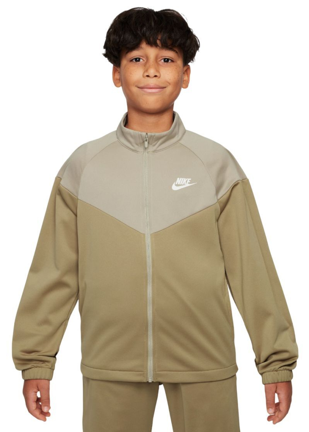 Детский теннисный костюм Nike Kids Dri-Fit Poly Knit Full Zip - parachute beige/desert khaki/white