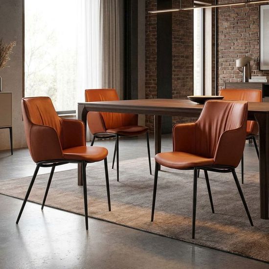 Стул с подлокотниками Sofia, экокожа soft-touch, цвет терракотовый