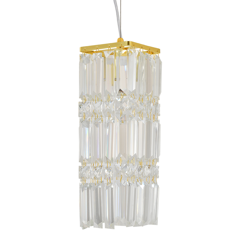 Подвесной светильник 1x60Вт E14, металл/хрусталь, золото