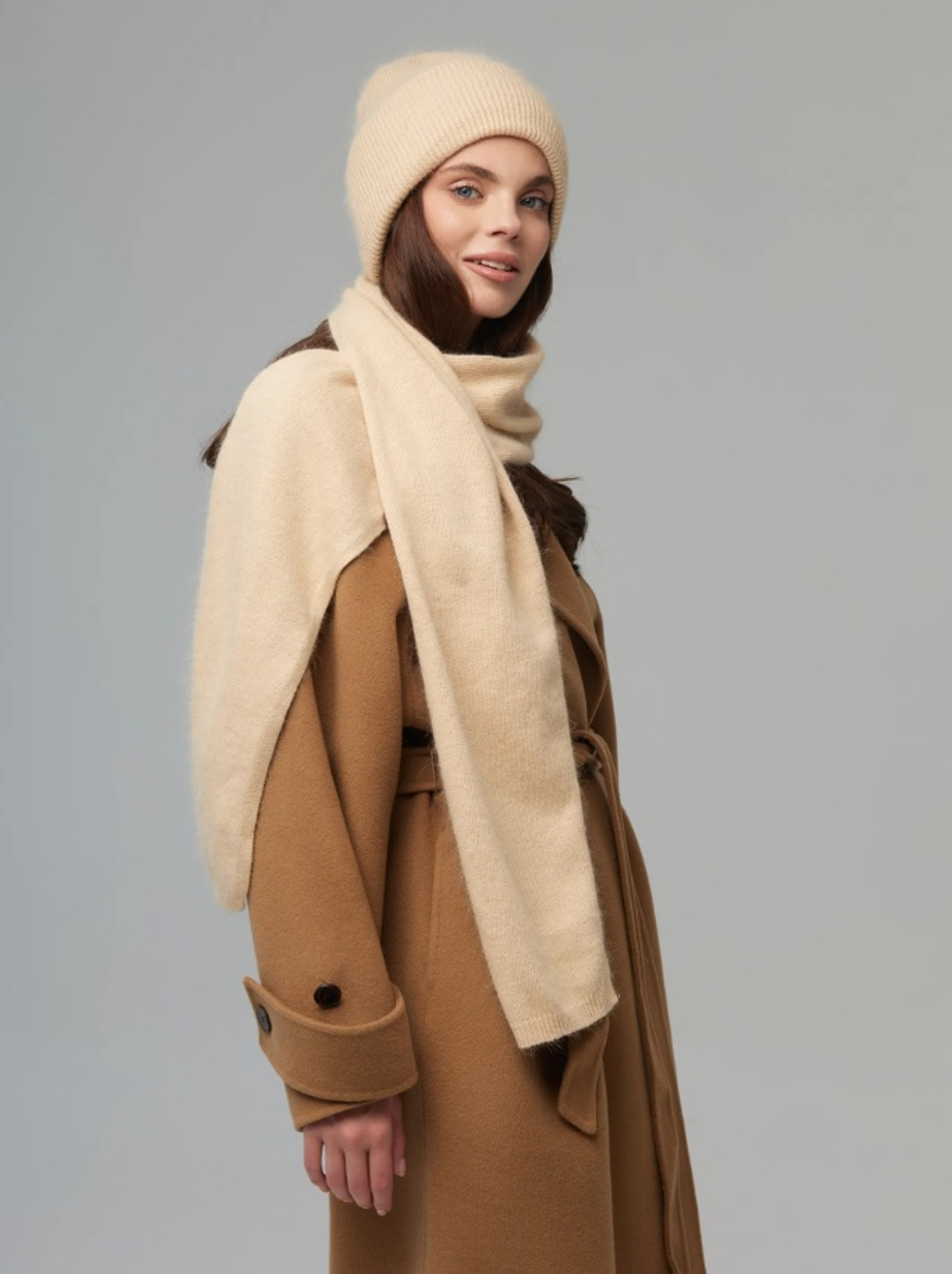 Пуховый шарф Ш402-08 бежевый