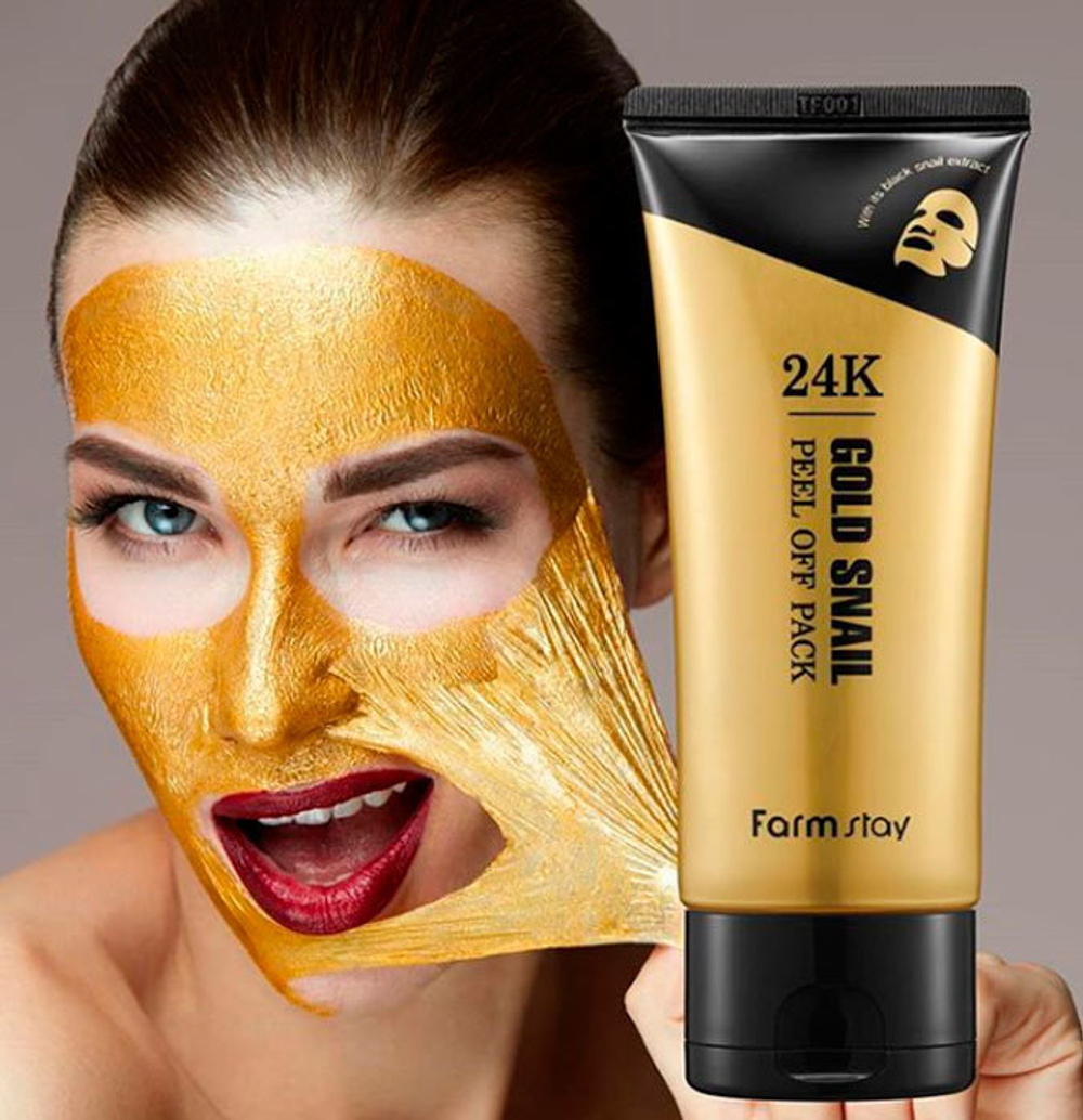 FarmStay. Маска-пленка с коллоидным золотом и муцином улитки 24K Gold Snail Peel Off Pack