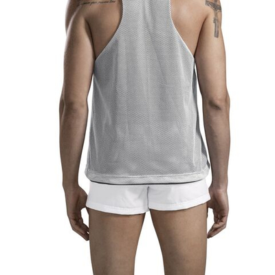 Бело-синяя двусторонняя мужская майка Fit Tank-top (Размер: XL) (Цвет: разноцветный)