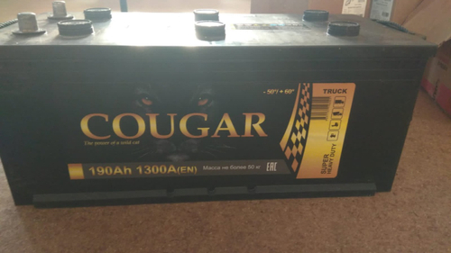 Аккумулятор 6СТ-190 А.ч., п.п., L+,  COUGAR Power (болт)