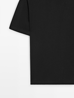 Massimo Dutti Хлопковая футболка с коротким рукавом, черный