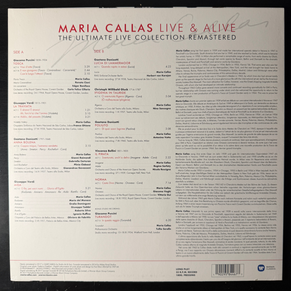 Maria Callas ‎– Maria Callas Live & Alive (Европа 2017г.) Т