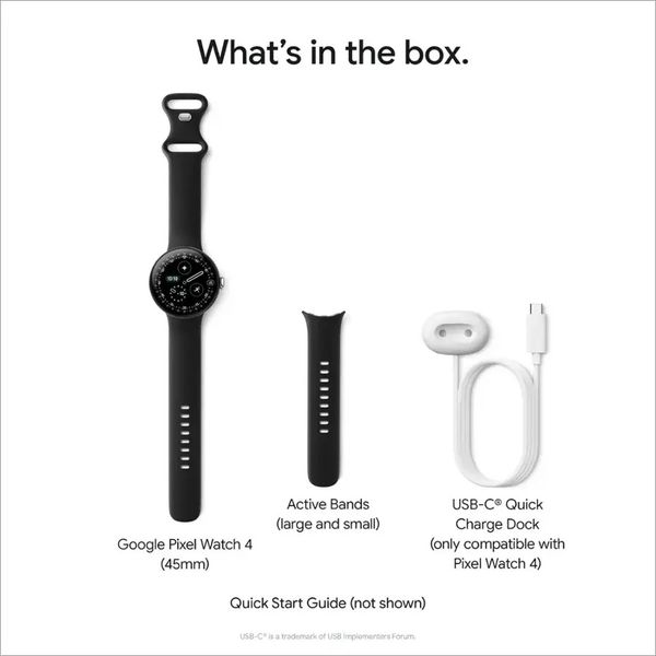 Умные часы Google Pixel Watch 4 45mm Wi-Fi (Matte Black/Obsidian)