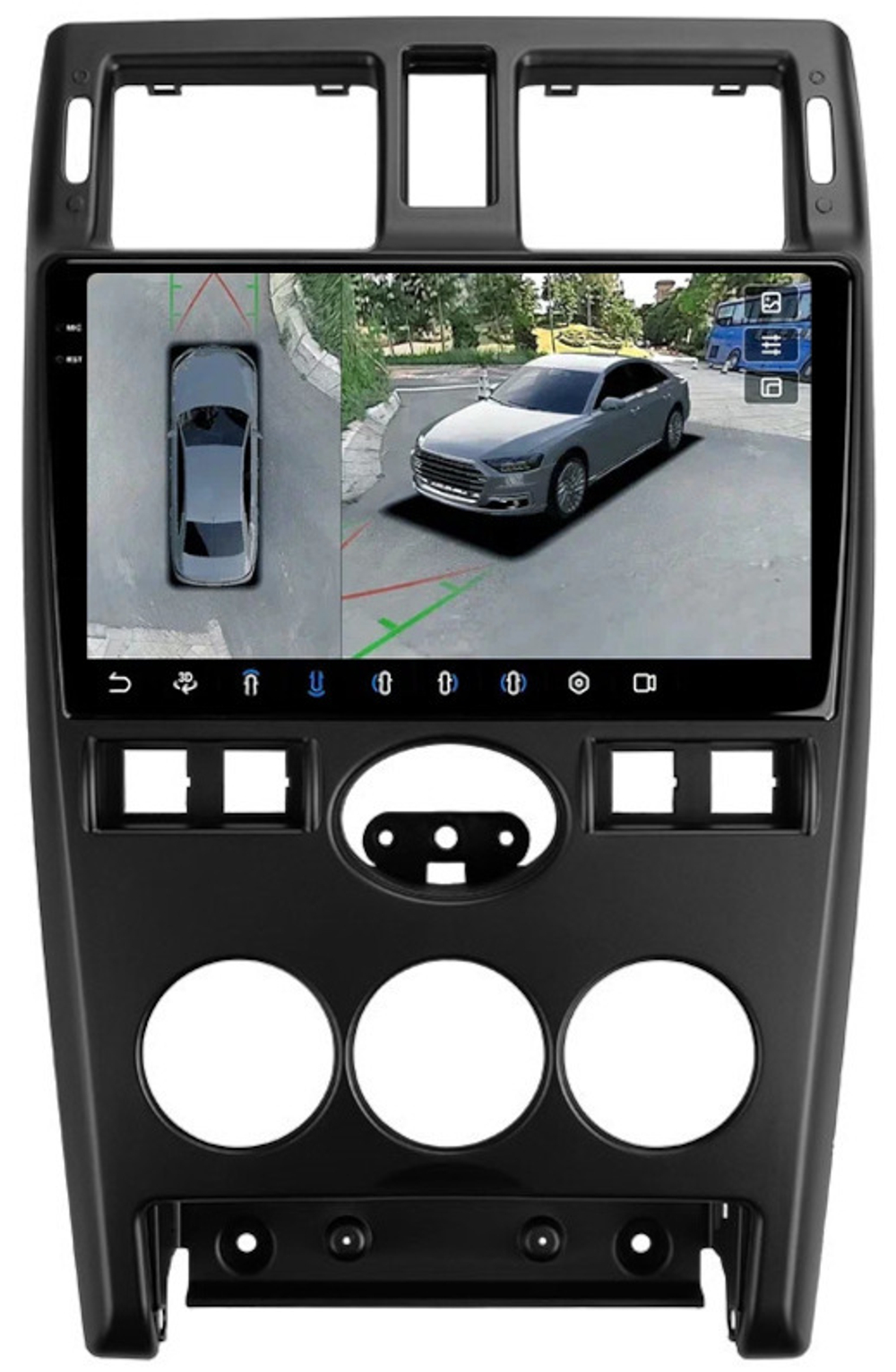Магнитола для Lada Priora 2007-2013 (рамка черная) - FarCar BX3112M-360 монитор 9.5" 2K QLED на Android 13, 6Гб+128Гб, CarPlay, 4G SIM-слот, 4 камеры в комплекте