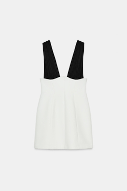 ZARA КОМБИНИРОВАННОЕ МИНИ-ПЛАТЬЕ, БЕЛЫЙ/ЧЕРНЫЙ