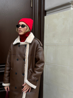 Дубленка миди шоколад