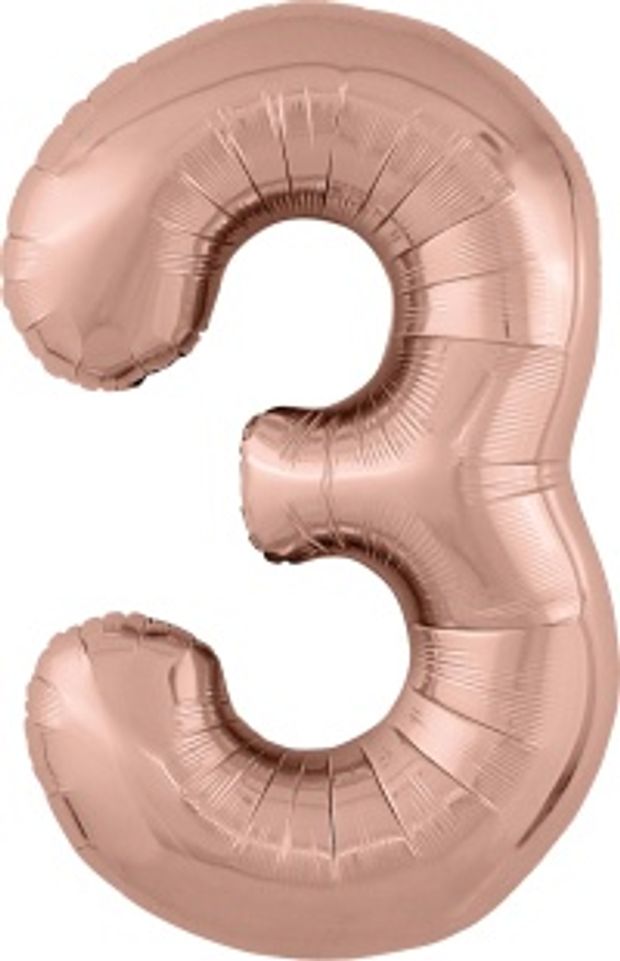 Agura Шар 40'' / 102 см "Цифра 3" Slim Розовое Золото (БГ-60)