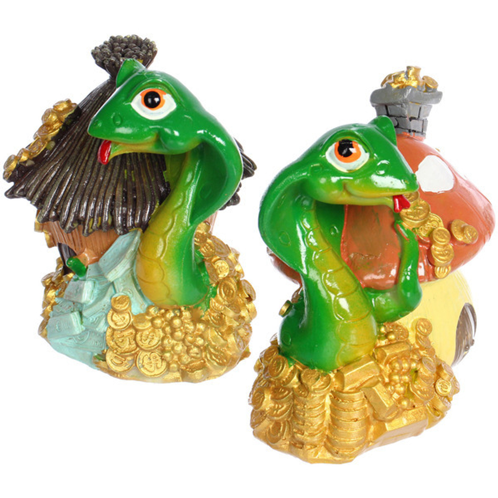 Фигурка новогодняя «Змейка в денежном домике» 9*6*10 см, микс